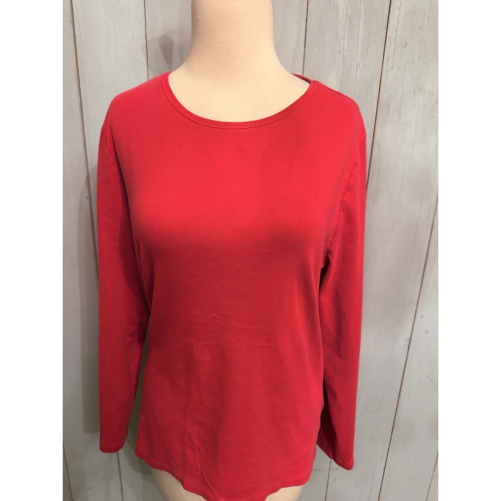 Talbots Tee Top XL Fushia Pink  Long Sleeve Scoop Neck 100% Soft Pima Cotton M33